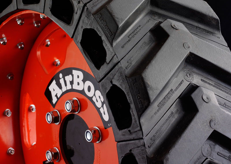 Tractor wheel with AirBoss logo