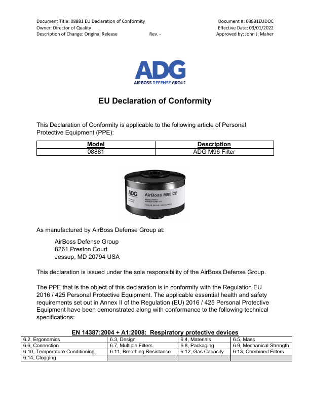 Cover of the M96 CE - EU Declaration of Conformity brochure