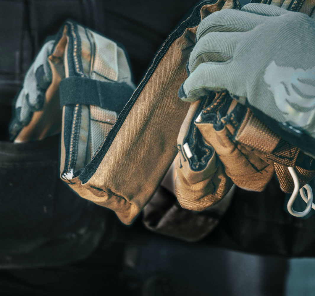 Close-up of Bandolier belt with explosive charges