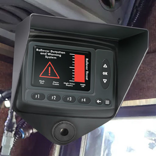 Rollover detection monitor mounted inside cabin of Husky