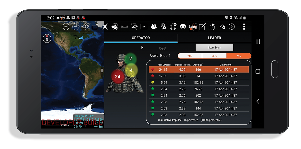 The Blast Gauge app on the screen of a mobile device