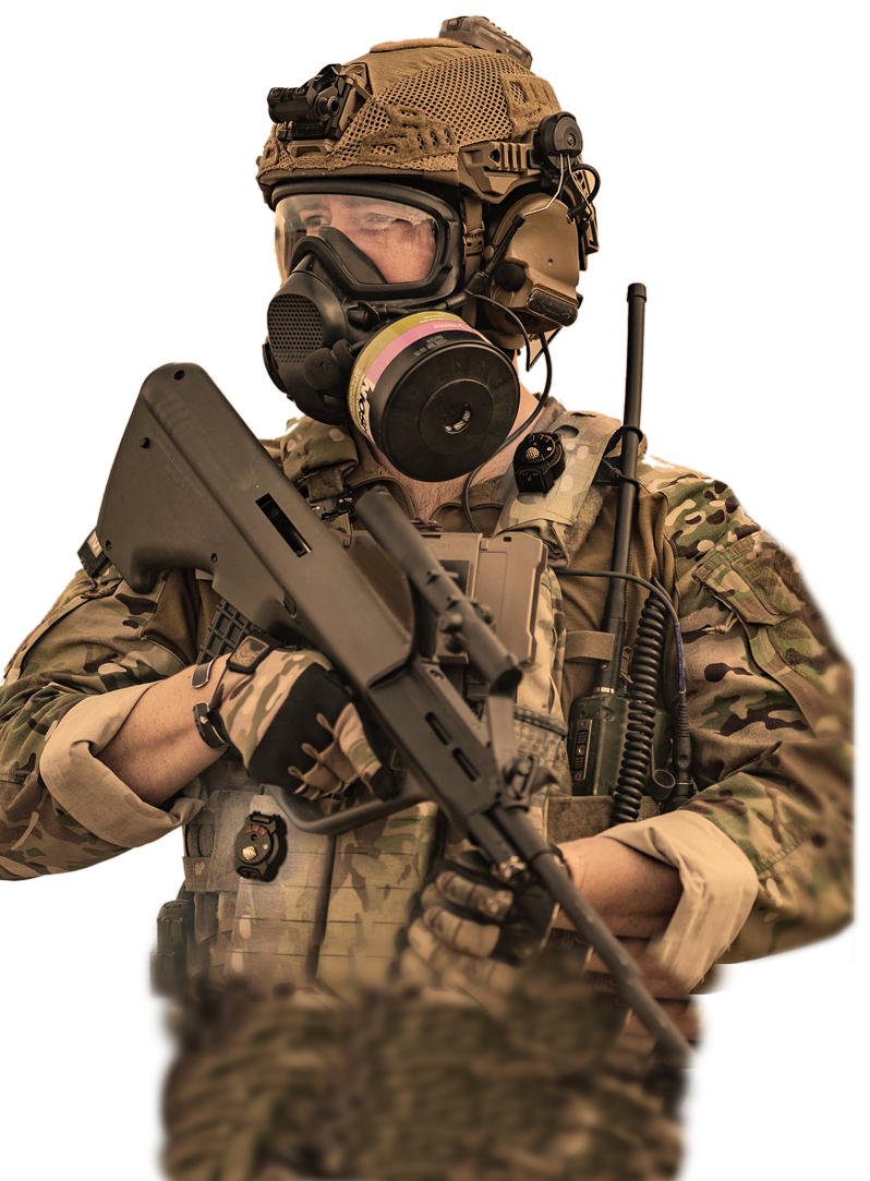 Male soldier wearing Blast Gauge sensors