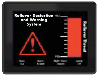 Rollover detection screen showing red warning