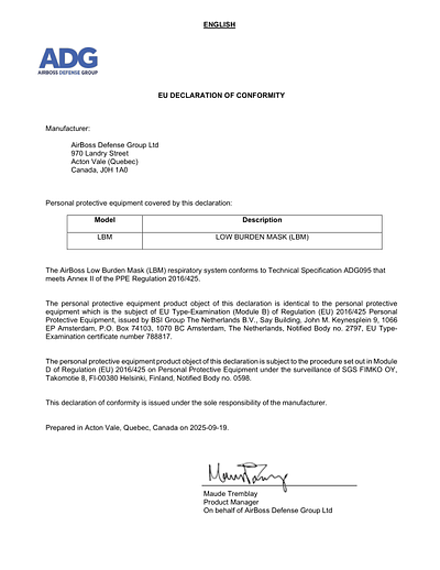 Cover of the LBM EU Declaration of Conformity brochure